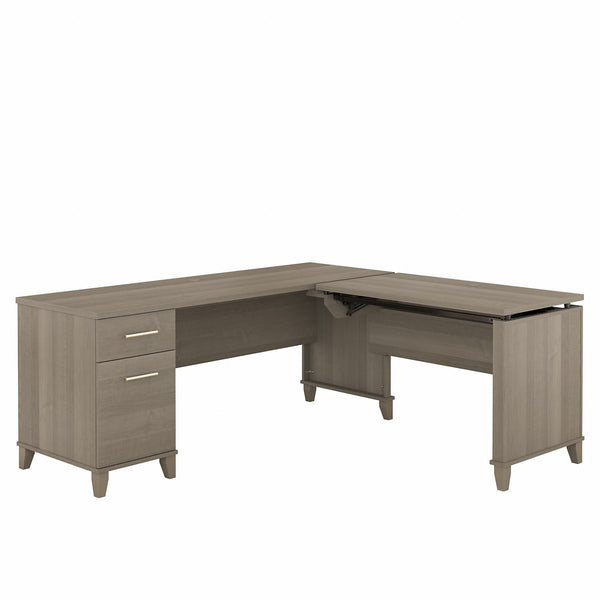 Bush Furniture Somerset 72W 3 Position Sit to Stand L Shaped Desk | Ash Gray