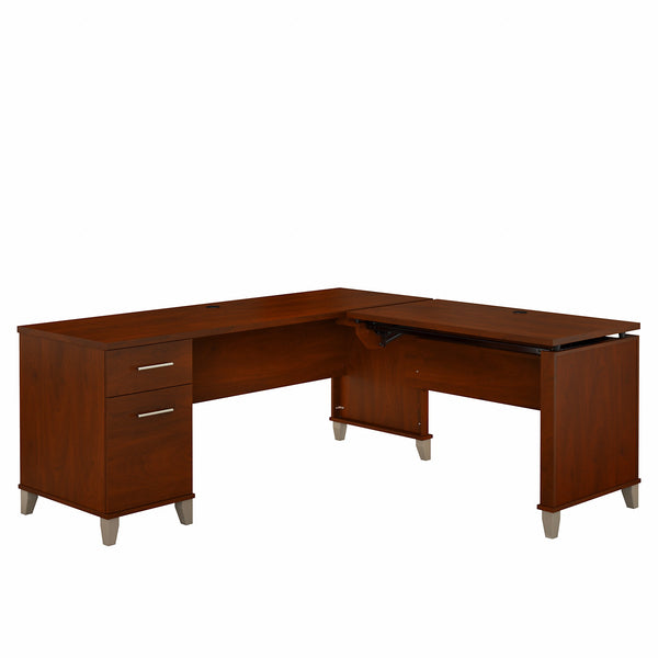 Bush Furniture Somerset 72W 3 Position Sit to Stand L Shaped Desk | Hansen Cherry