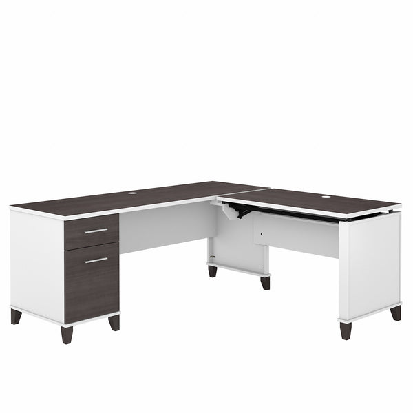 Bush Furniture Somerset 72W 3 Position Sit to Stand L Shaped Desk | Storm Gray/White