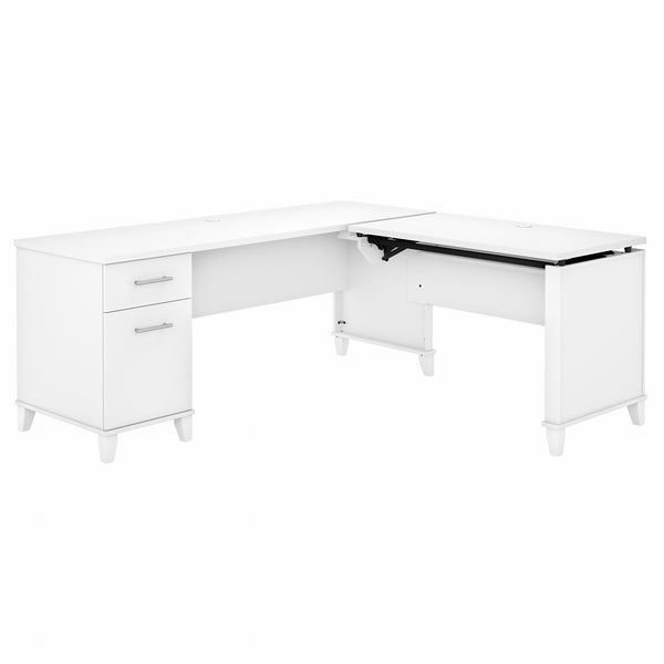 Bush Furniture Somerset 72W 3 Position Sit to Stand L Shaped Desk | White