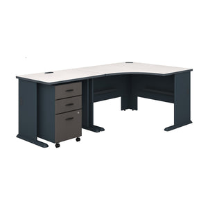 Bush Business Furniture Series A 48W Corner Desk with 36W Return and Mobile File Cabinet | Slate/White Spectrum