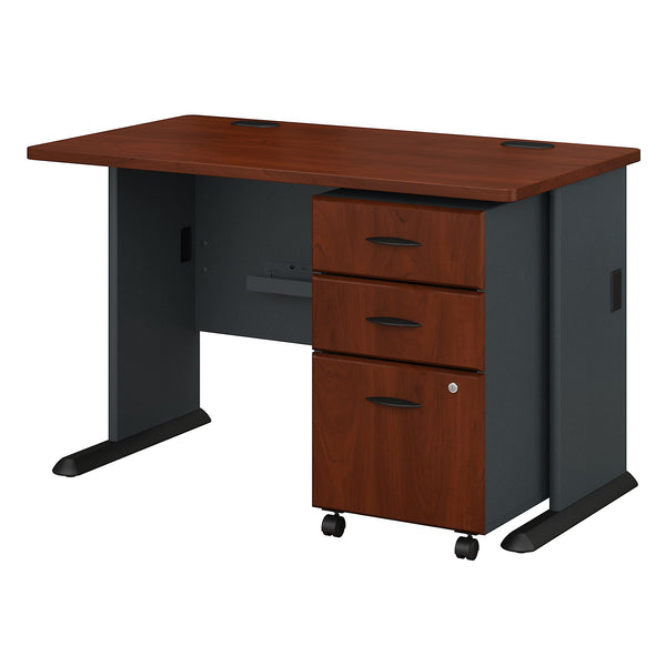 Bush Business Furniture Series A 48W Desk with Mobile File Cabinet | Hansen Cherry/Galaxy