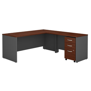 Bush Business Furniture Series C 72W L Shaped Desk with 48W Return and Mobile File Cabinet | Hansen Cherry/Graphite Gray