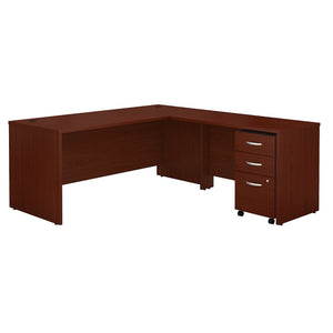 Bush Business Furniture Series C 72W L Shaped Desk with 48W Return and Mobile File Cabinet | Mahogany