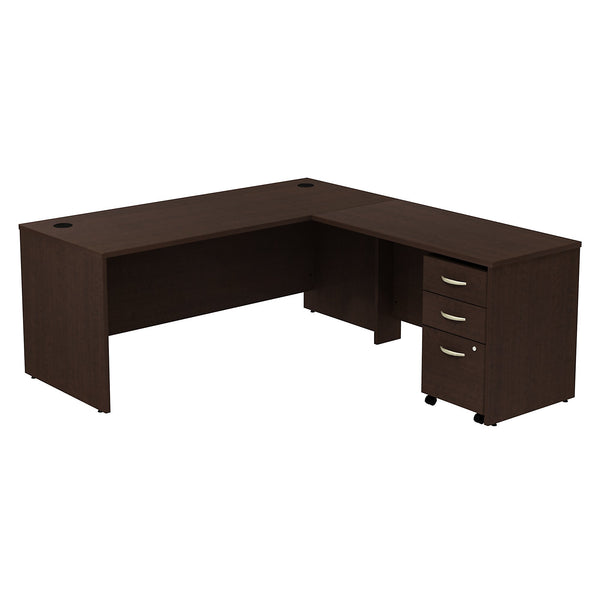 Bush Business Furniture Series C 72W L Shaped Desk with 48W Return and Mobile File Cabinet | Mocha Cherry