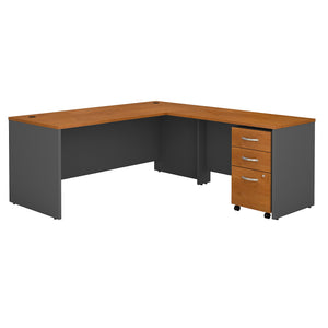 Bush Business Furniture Series C 72W L Shaped Desk with 48W Return and Mobile File Cabinet | Natural Cherry/Graphite Gray