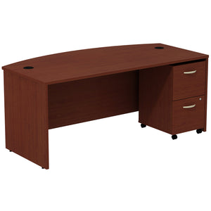 Bush Business Furniture Series C Bow Front Desk with 2 Drawer Mobile Pedestal | Mahogany