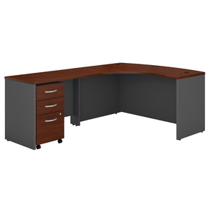 Bush Business Furniture Series C Left Handed L Shaped Desk with Mobile File Cabinet | Hansen Cherry/Graphite Gray