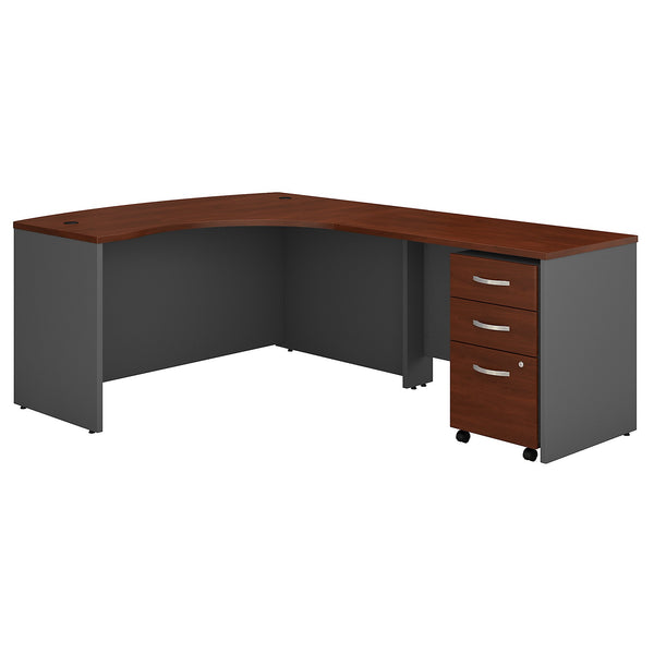 Bush Business Furniture Series C Right Handed L Shaped Desk with Mobile File Cabinet | Hansen Cherry/Graphite Gray
