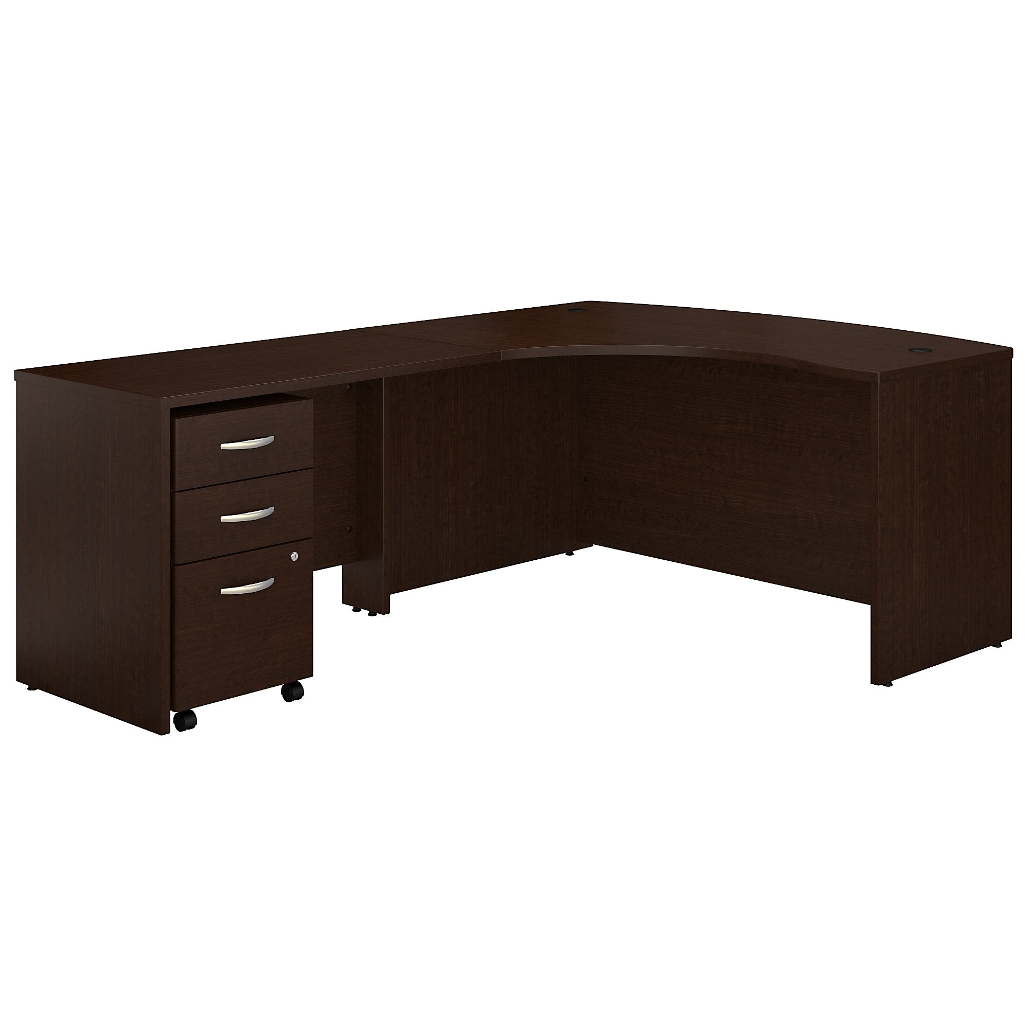 Bush Business Furniture Series C Left Handed L Shaped Desk with Mobile File Cabinet | Mocha Cherry