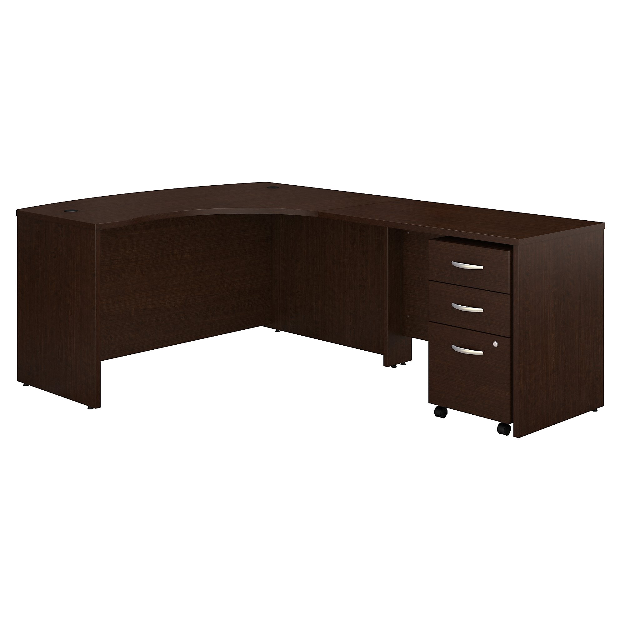 Bush Business Furniture Series C Right Handed L Shaped Desk with Mobile File Cabinet | Mocha Cherry
