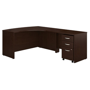 Bush Business Furniture Series C Right Handed L Shaped Desk with Mobile File Cabinet | Mocha Cherry
