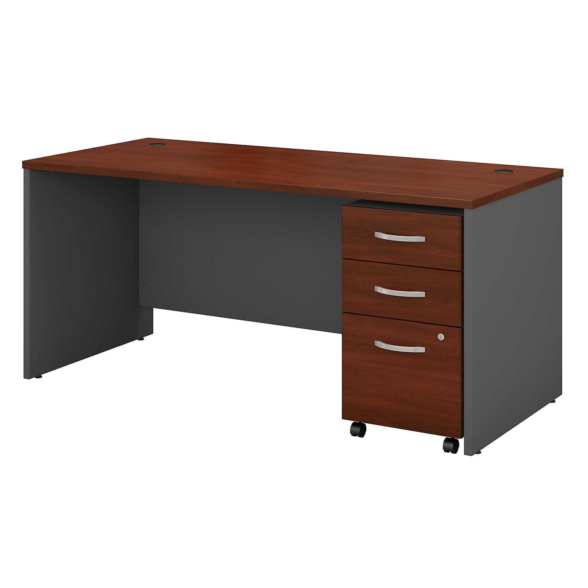 Bush Business Furniture Series C 66W x 30D Office Desk with Mobile File Cabinet | Hansen Cherry