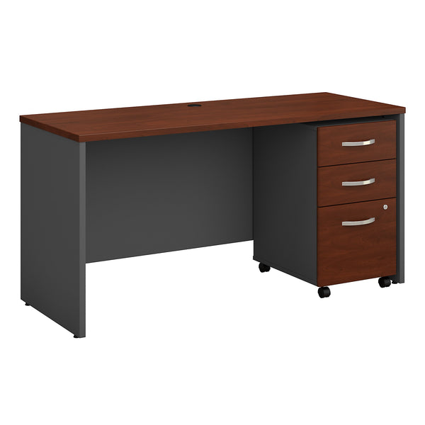 Bush Business Furniture Series C 60W x 24D Office Desk with Mobile File Cabinet | Hansen Cherry