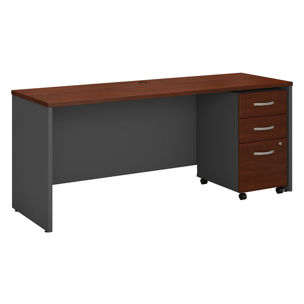 Bush Business Furniture Series C 72W x 24D Office Desk with Mobile File Cabinet | Hansen Cherry