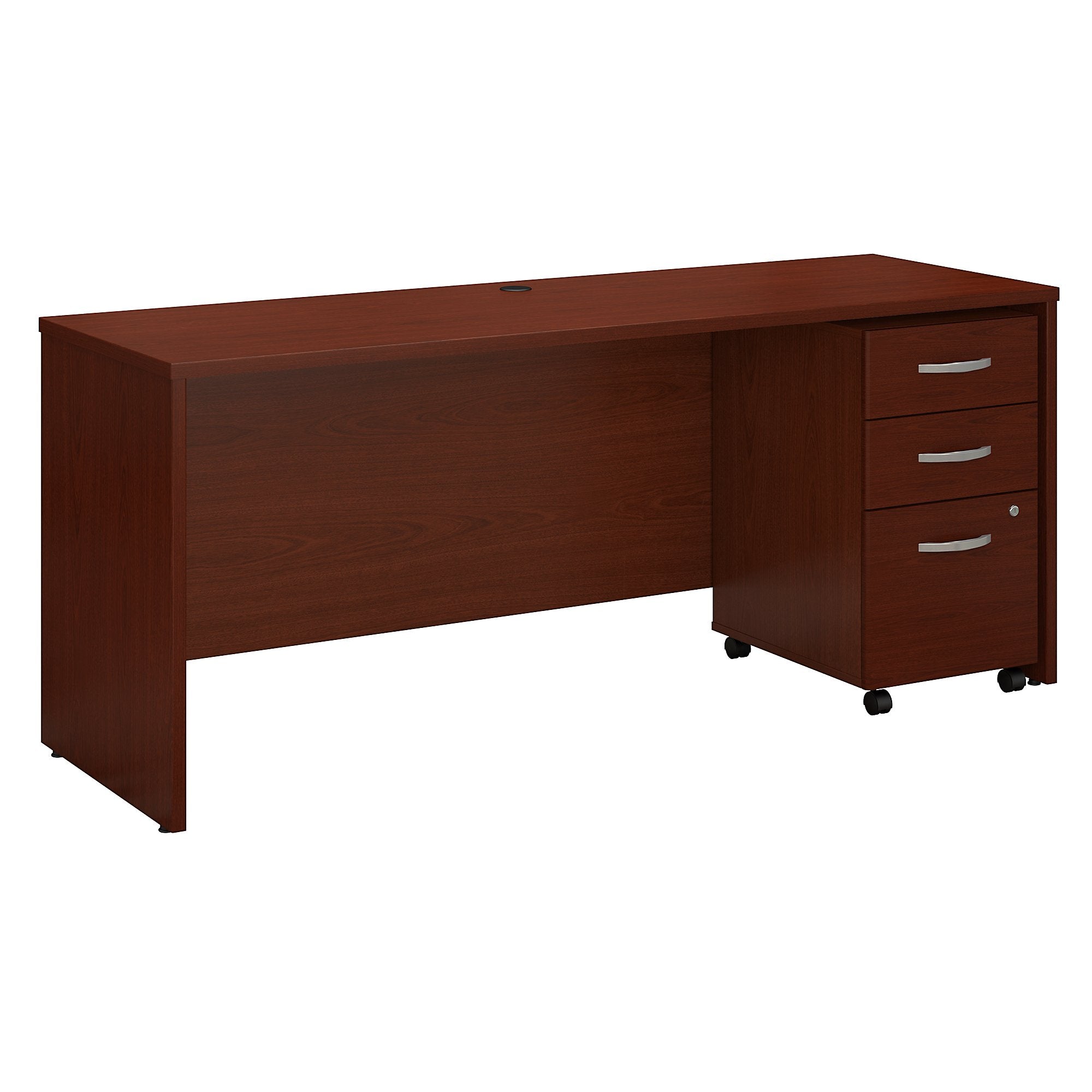 Bush Business Furniture Series C 72W x 24D Office Desk with Mobile File Cabinet | Mahogany