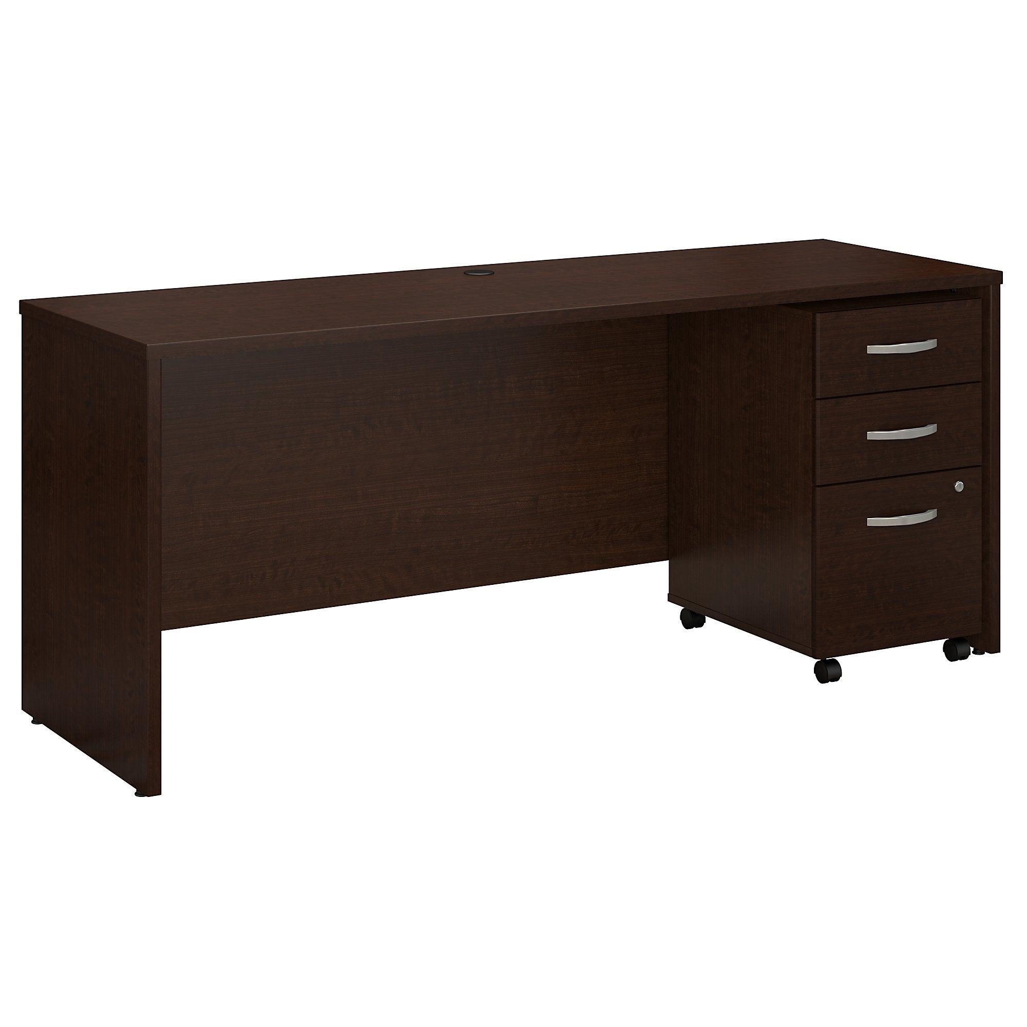 Bush Business Furniture Series C 72W x 24D Office Desk with Mobile File Cabinet | Mocha Cherry