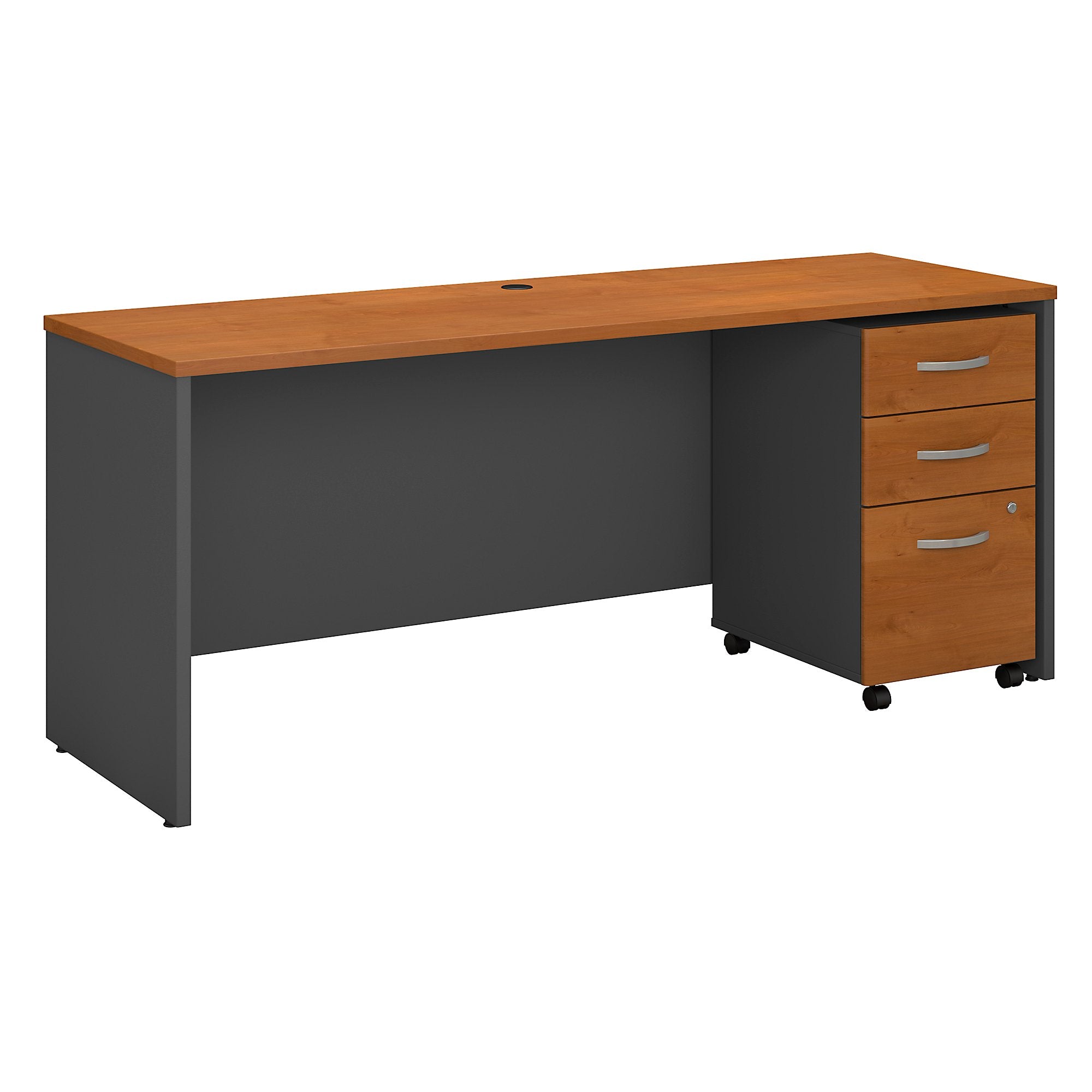 Bush Business Furniture Series C 72W x 24D Office Desk with Mobile File Cabinet | Natural Cherry/Graphite Gray