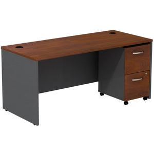 Bush Business Furniture Series C Desk with 2 Drawer Mobile Pedestal | Hansen Cherry