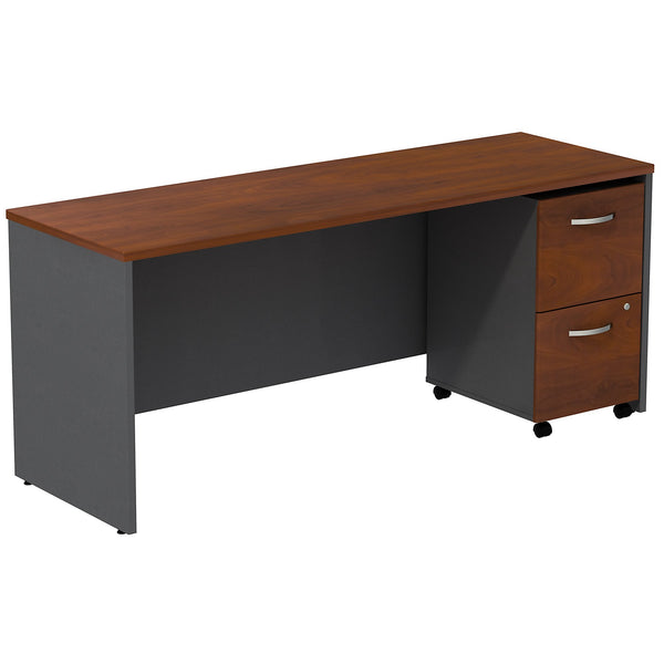 Bush Business Furniture Series C Desk Credenza with 2 Drawer Mobile Pedestal | Hansen Cherry