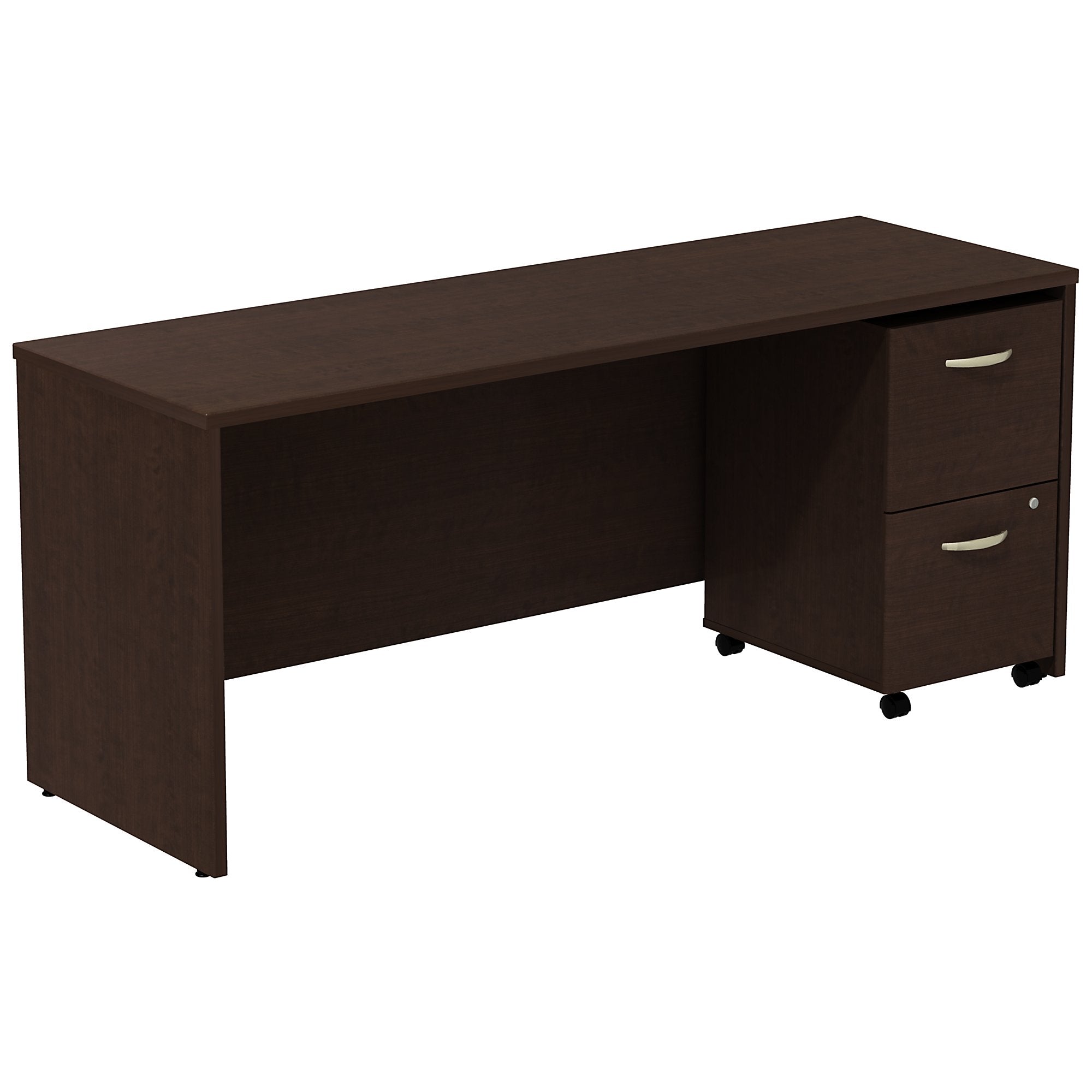 Bush Business Furniture Series C Desk Credenza with 2 Drawer Mobile Pedestal | Mocha Cherry