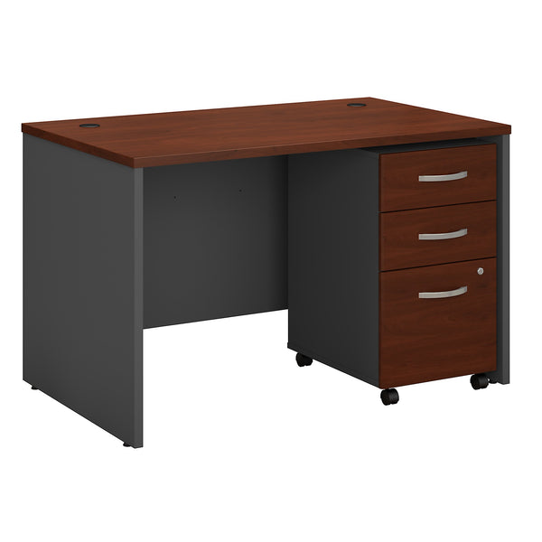 Bush Business Furniture Series C 48W x 30D Office Desk with Mobile File Cabinet | Hansen Cherry
