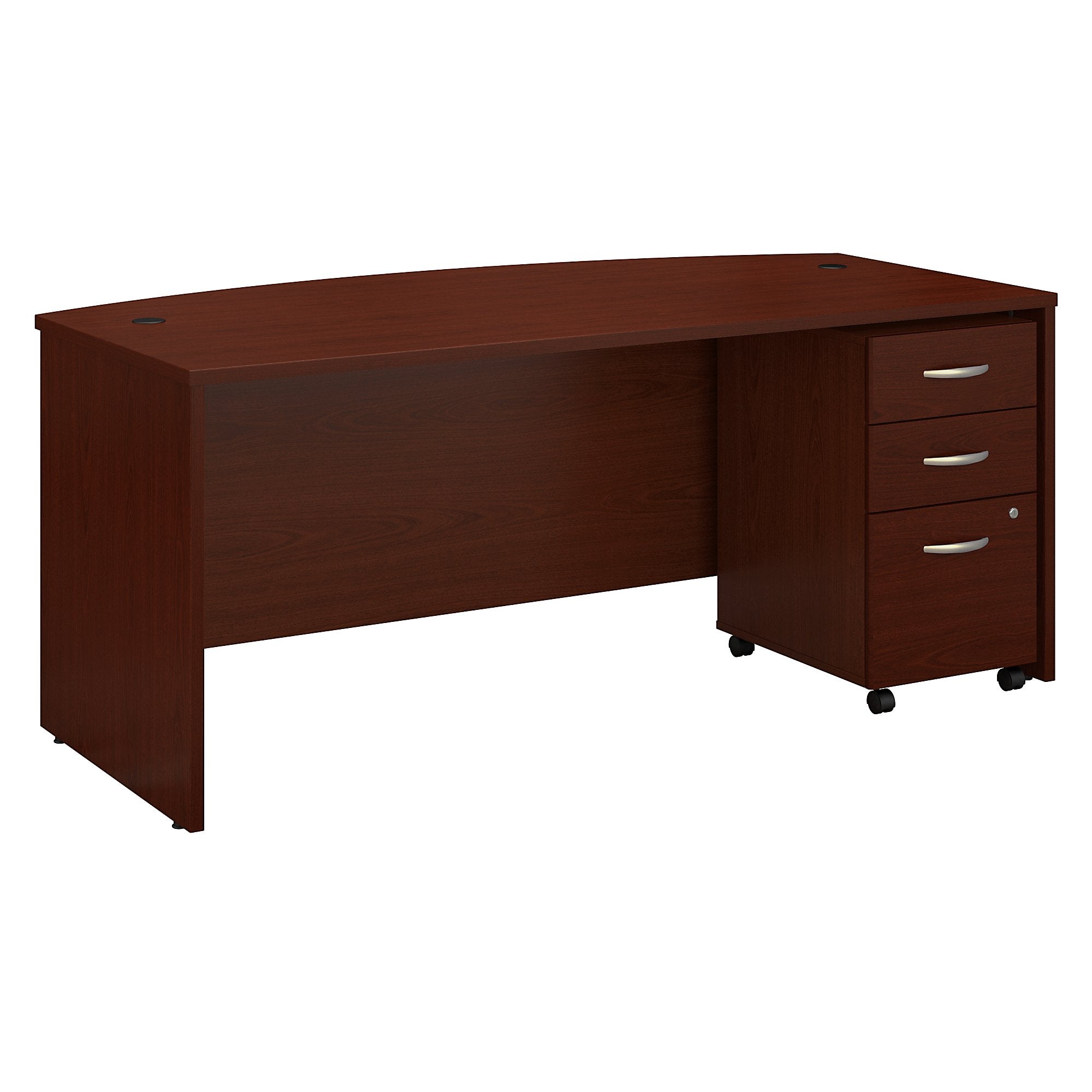 Bush Business Furniture Series C 72W x 36D Bow Front Desk with Mobile File Cabinet | Mahogany