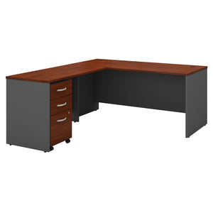 Bush Business Furniture Series C 66W L Shaped Desk with 48W Return and Mobile File Cabinet | Hansen Cherry/Graphite Gray