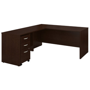 Bush Business Furniture Series C 66W L Shaped Desk with 48W Return and Mobile File Cabinet | Mocha Cherry
