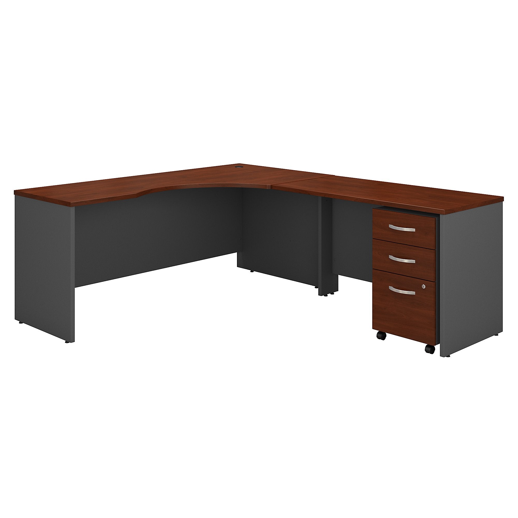 Bush Business Furniture Series C 72W Right Handed Corner Desk with 48W Return and Mobile File Cabinet | Hansen Cherry/Graphite Gray