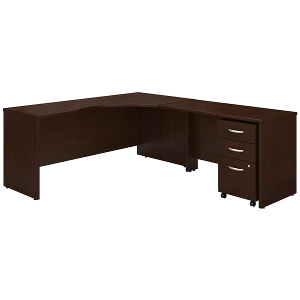Bush Business Furniture Series C 72W Right Handed Corner Desk with 48W Return and Mobile File Cabinet | Mocha Cherry