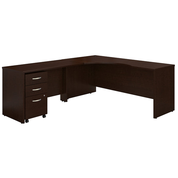 Bush Business Furniture Series C 72W Left Handed Corner Desk with 48W Return and Mobile File Cabinet | Mocha Cherry
