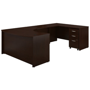 Bush Business Furniture Series C 60W Right Handed Bow Front U Shaped Desk with Mobile File Cabinet | Mocha Cherry