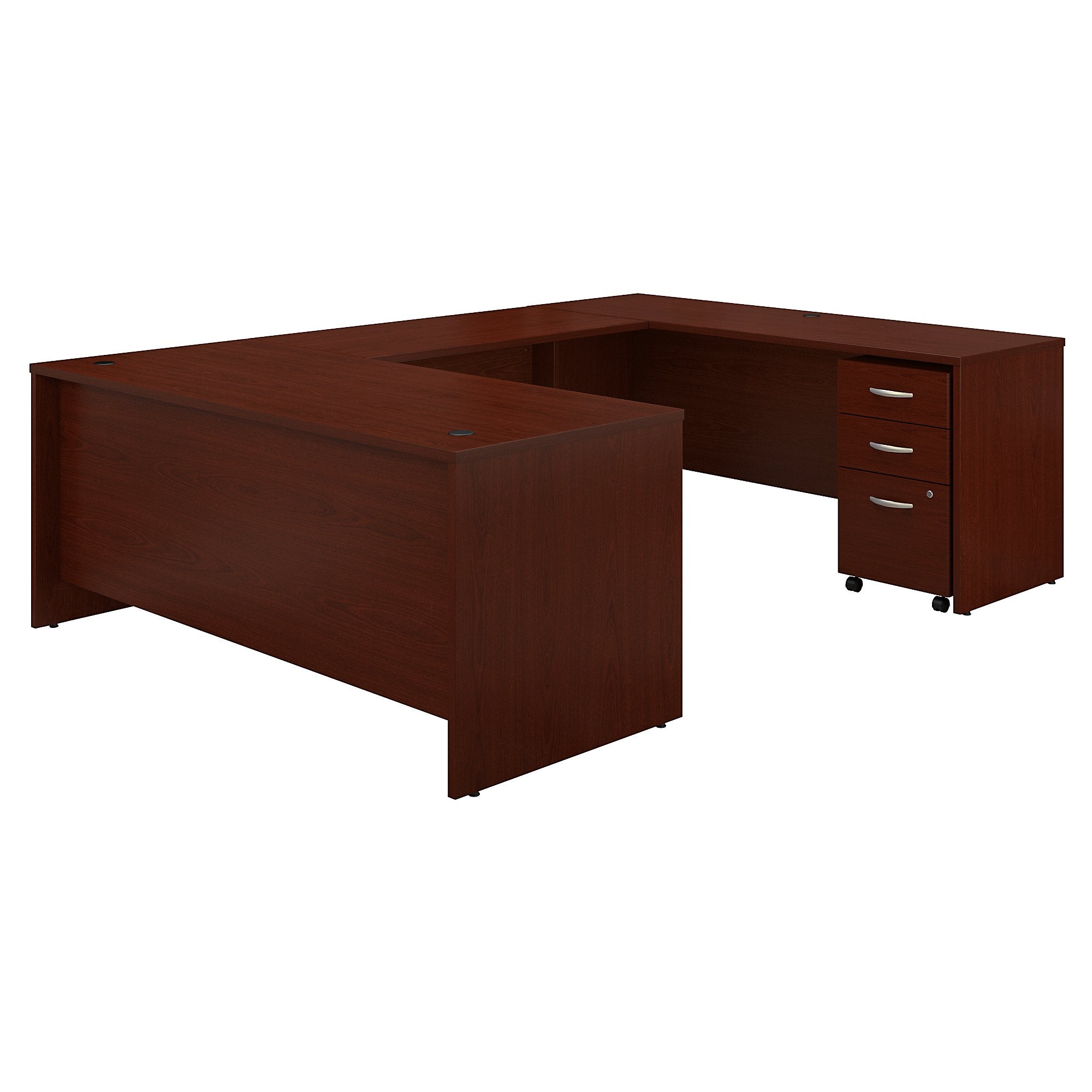 Bush Business Furniture Series C 72W x 30D U Shaped Desk with Mobile File Cabinet | Mahogany