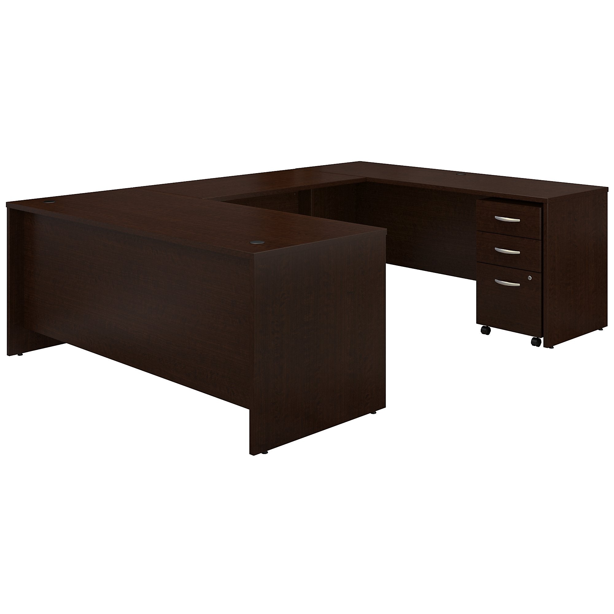 Bush Business Furniture Series C 72W x 30D U Shaped Desk with Mobile File Cabinet | Mocha Cherry