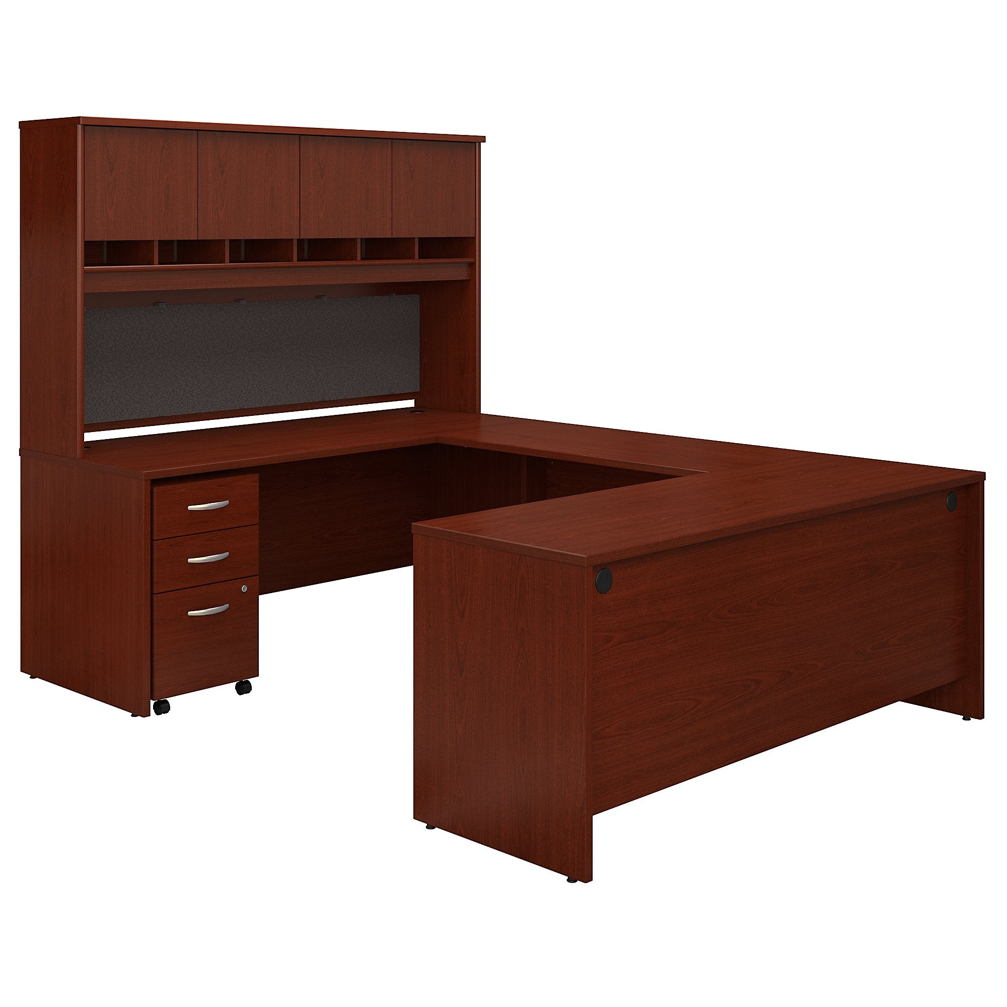 Bush Business Furniture Series C 72W U Shaped Desk with Hutch and Storage | Mahogany