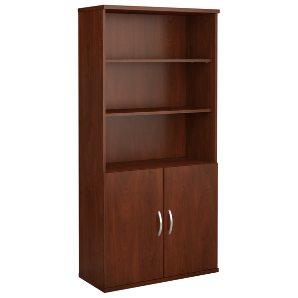 Bush Business Furniture Series C 36W 5 Shelf Bookcase with Doors | Hansen Cherry/Graphite Gray