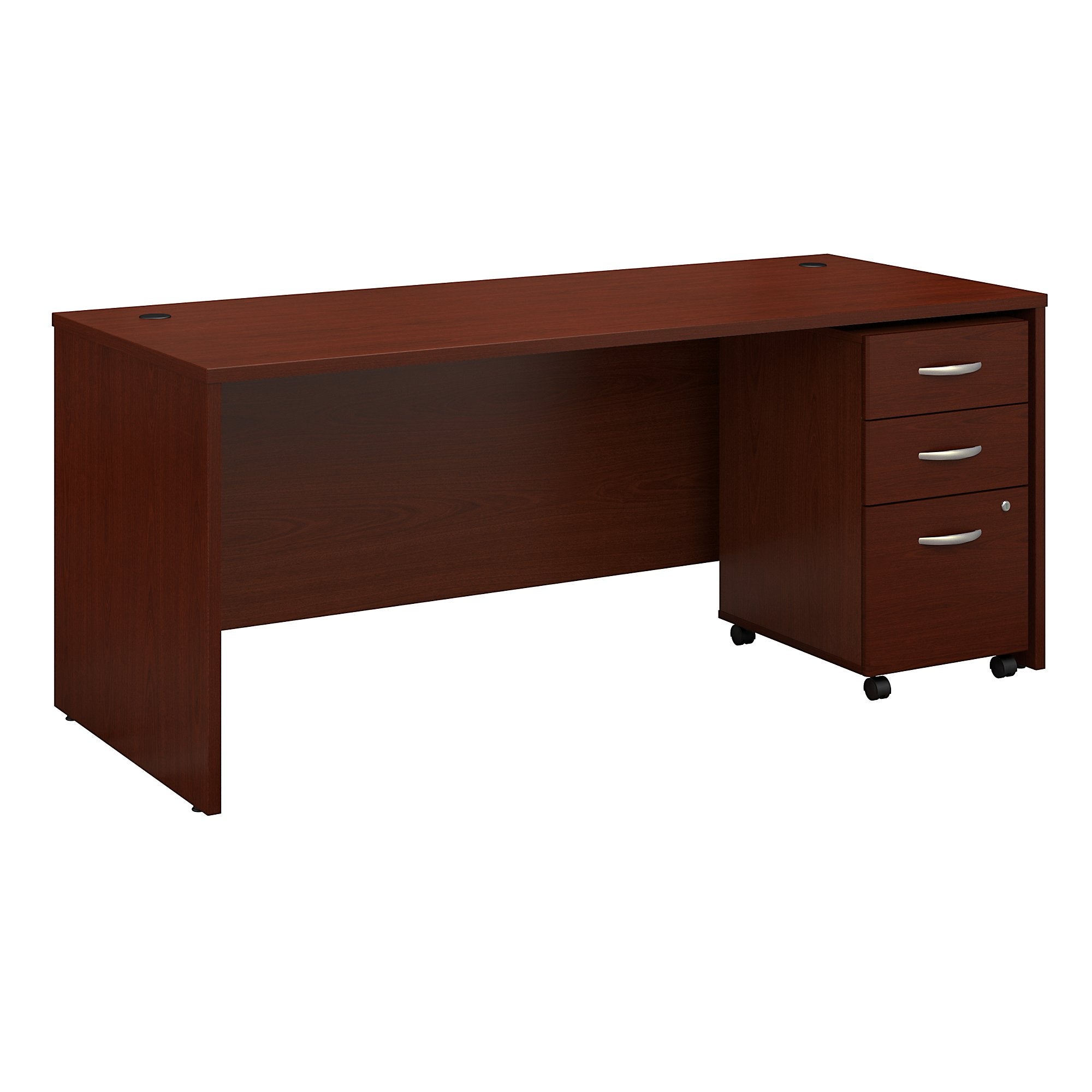 Bush Business Furniture Series C 72W x 30D Office Desk with Mobile File Cabinet | Mahogany