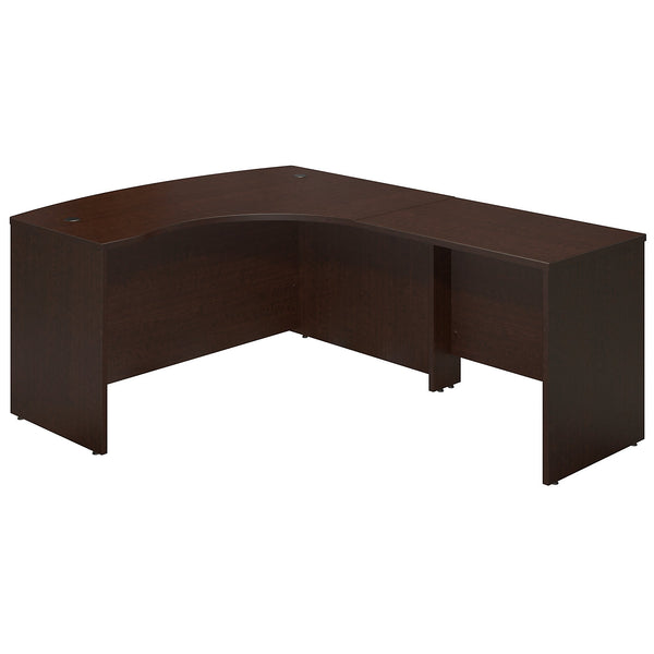 Bush Business Furniture Series C Elite 60W x 43D Right Handed Bow Front L Shaped Desk with 36W Return | Mocha Cherry