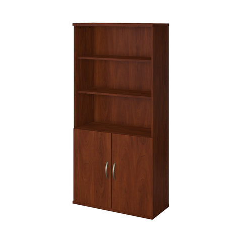 Bush Business Furniture Series C Elite 36W 5 Shelf Bookcase with Doors | Hansen Cherry