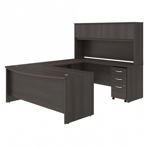 Bush Business Furniture Studio C 72W x 36D U Shaped Desk with Hutch and Mobile File Cabinet | Storm Gray