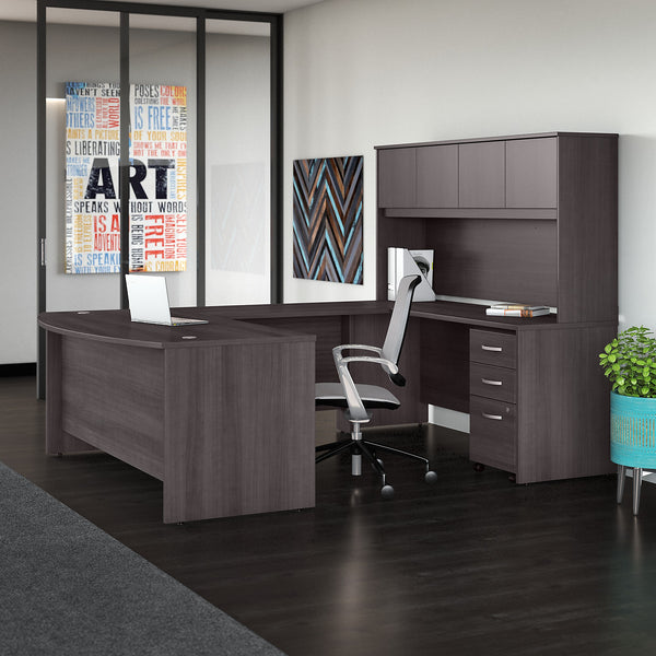 Bush Business Furniture Studio C 72W x 36D U Shaped Desk with Hutch and Mobile File Cabinet | Storm Gray