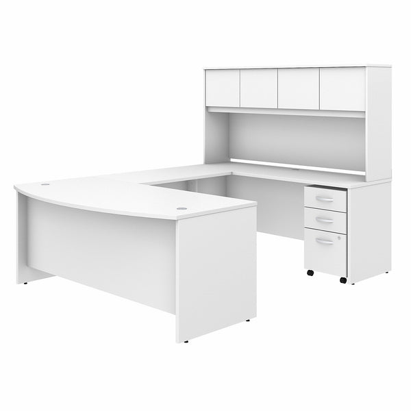 Bush Business Furniture Studio C 72W x 36D U Shaped Desk with Hutch and Mobile File Cabinet | White