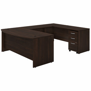 Bush Business Furniture Studio C 72W x 36D U Shaped Desk with Mobile File Cabinet | Black Walnut/Black Walnut