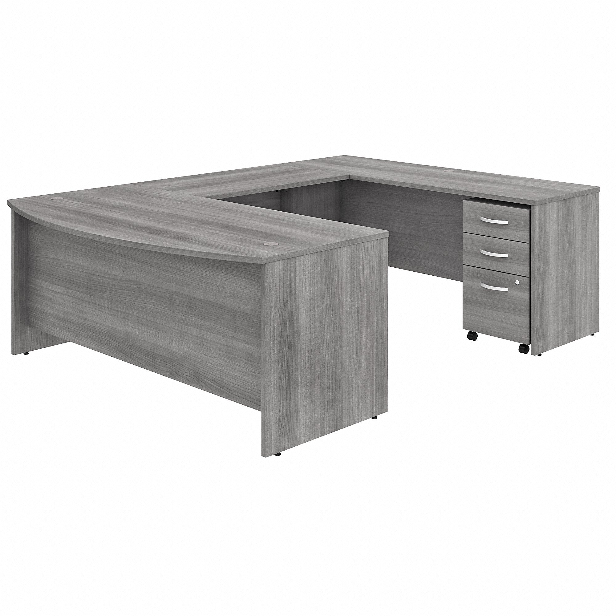 Bush Business Furniture Studio C 72W x 36D U Shaped Desk with Mobile File Cabinet | Platinum Gray