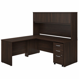 Bush Business Furniture Studio C 72W x 30D L Shaped Desk with Hutch, Mobile File Cabinet and 42W Return | Black Walnut/Black Walnut