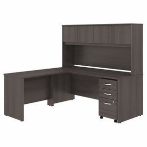 Bush Business Furniture Studio C 72W x 30D L Shaped Desk with Hutch, Mobile File Cabinet and 42W Return | Storm Gray