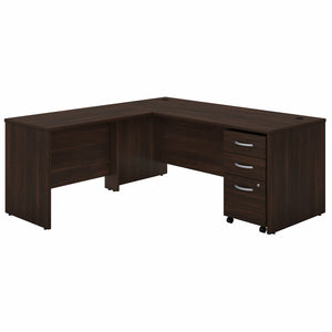 Bush Business Furniture Studio C 72W x 30D L Shaped Desk with Mobile File Cabinet and 42W Return | Black Walnut/Black Walnut