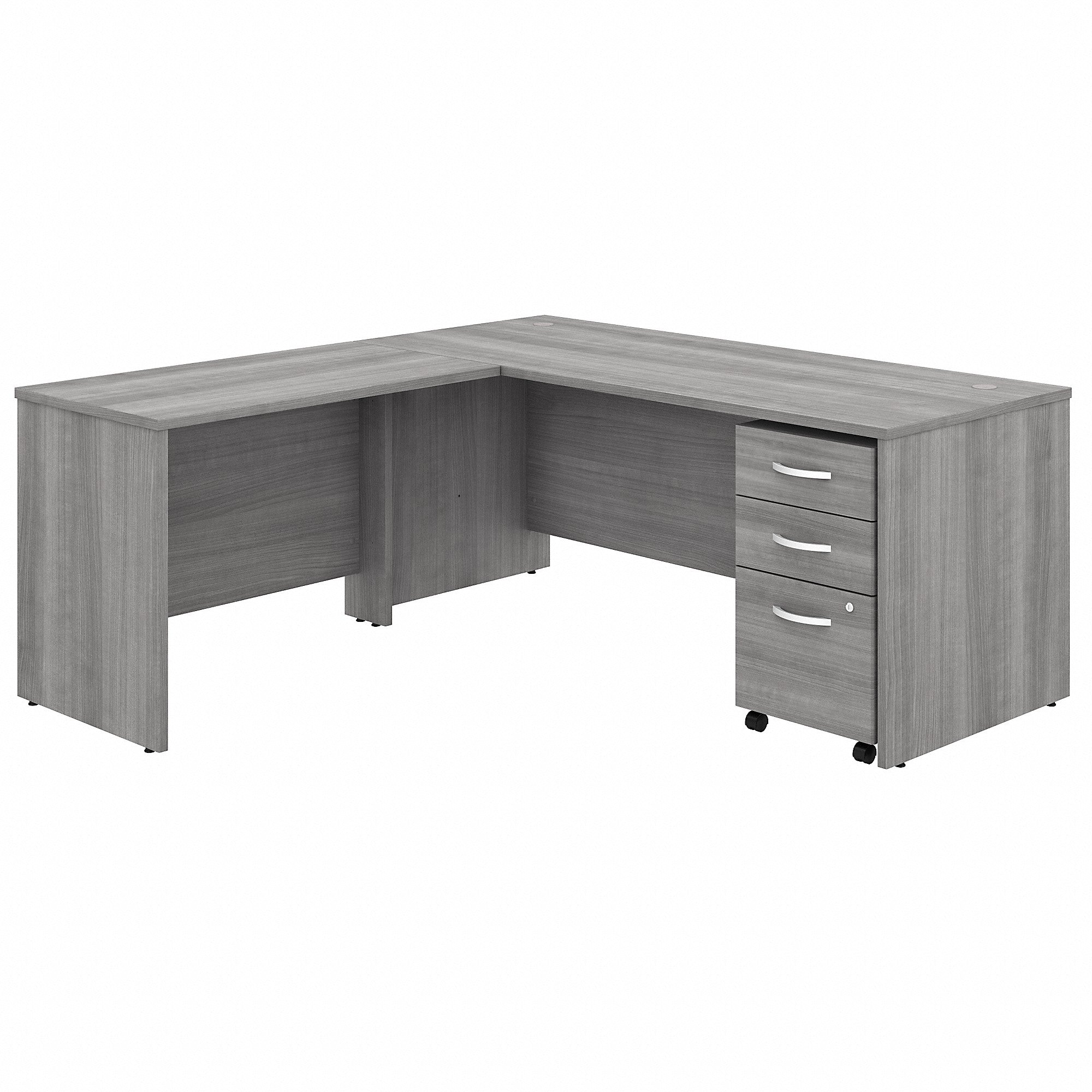 Bush Business Furniture Studio C 72W x 30D L Shaped Desk with Mobile File Cabinet and 42W Return | Platinum Gray