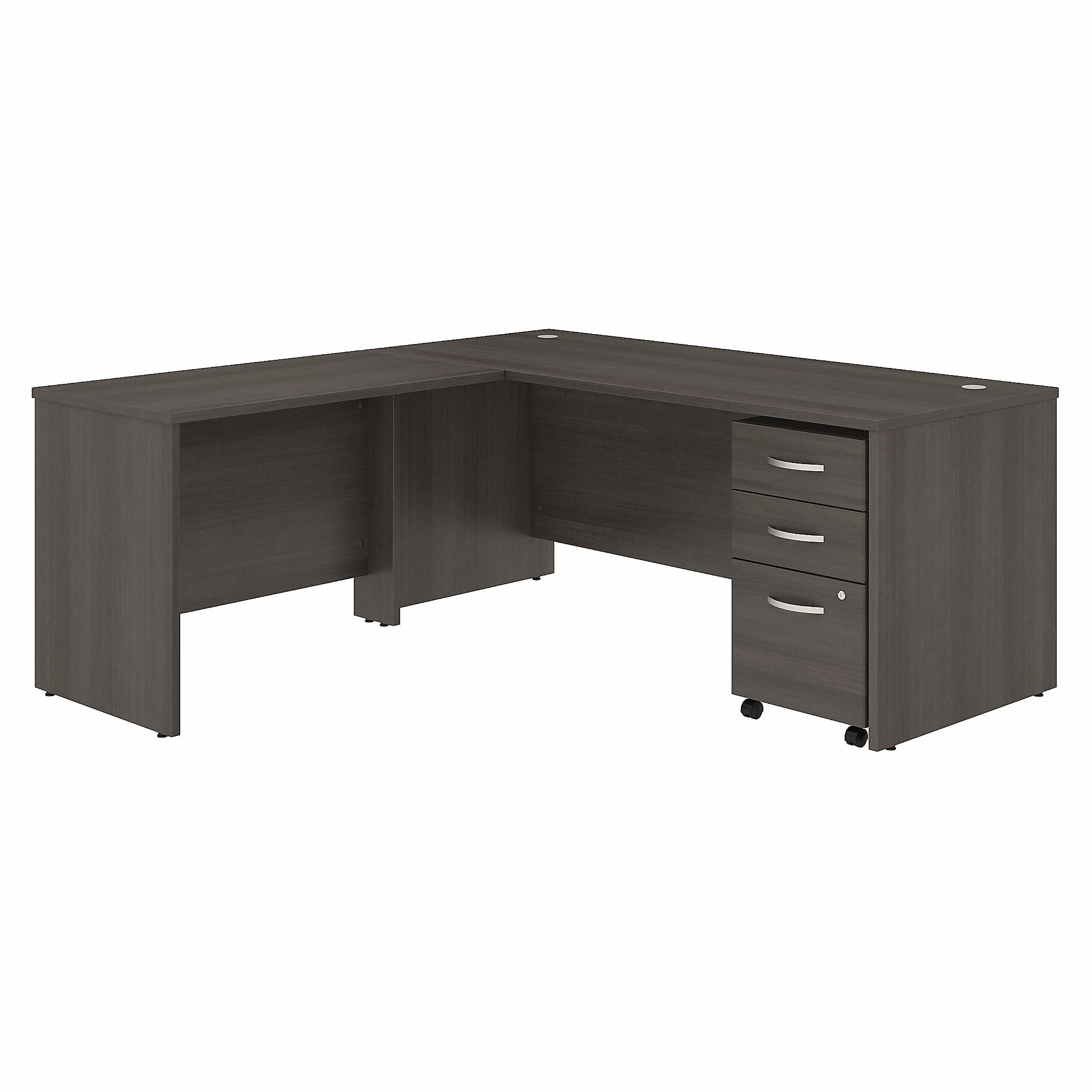 Bush Business Furniture Studio C 72W x 30D L Shaped Desk with Mobile File Cabinet and 42W Return | Storm Gray
